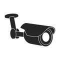 Camera video vector black icon. Vector illustration cctv on white background. Isolated black illustration icon of camer