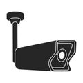 Camera video vector black icon. Vector illustration cctv on white background. Isolated black illustration icon of camer