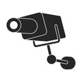 Camera video vector black icon. Vector illustration cctv on white background. Isolated black illustration icon of camer