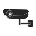 Camera video vector black icon. Vector illustration cctv on white background. Isolated black illustration icon of camer