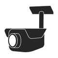 Camera video vector black icon. Vector illustration cctv on white background. Isolated black illustration icon of camer