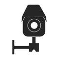 Camera video vector black icon. Vector illustration cctv on white background. Isolated black illustration icon of camer