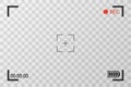 Camera view viewing images. Visual screen focusing. Video recording screen on a transparent background.