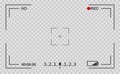 Camera view viewing images. Visual screen focusing. Video recording screen on a transparent background.