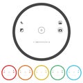 Camera viewfinder frame. Set icons in color circle buttons Royalty Free Stock Photo