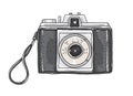 Camera vintage hand drawn vector art illustration