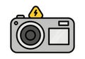 Camera with warning symbol illustration Royalty Free Stock Photo