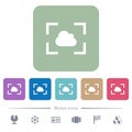 Camera white balance cloudy mode flat icons on color rounded square backgrounds Royalty Free Stock Photo