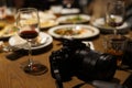 Camera and wine glass