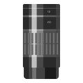 Camera zoom lens icon, gray monochrome style