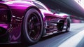 The camera zooms in on a purple sports cars wheels which have been upgraded with larger brakes to handle its immense