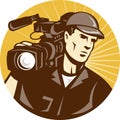 Cameraman Film Crew Pro Video Movie Camera Royalty Free Stock Photo