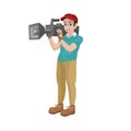 Cameraman, Film crew, Vector cartoon illustration.