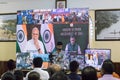 Cameraman in-front of a LED screen during the Live Interaction of PM of India