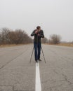 Cameraman making a film Royalty Free Stock Photo