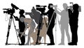 Cameraman silhouette journalists, vector Royalty Free Stock Photo