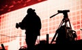 cameraman silhouette in stage lights