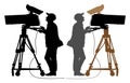 Cameraman silhouette, TV Camera. Royalty Free Stock Photo