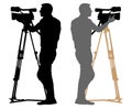 Cameraman silhouette on white background, vector. Royalty Free Stock Photo