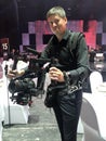 Cameraman videographer with professional camera and electronic steadicam