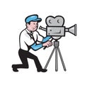 Cameraman Vintage Film Movie Camera Side Cartoon