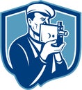 Cameraman Vintage Video Camera Shield Retro