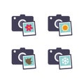 Cameras with different season photos. Color icon group