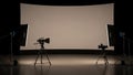 Cameras and softbox lights on tripods in a studio setting Royalty Free Stock Photo