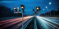 Cameras and speed control radars along a busy highway monitor and record speeding violations. Generative AI