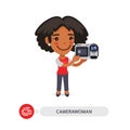 Camerawoman Flat Cartoon Character Royalty Free Stock Photo