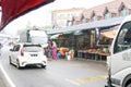 CAMERON HIGHLAND, MALAYSIA - FEBRUARY 2019 : Tourists shop in the local market in Raining Season in Cameron Highlands. Cameron