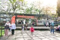 CAMERON HIGHLANDS, MALAYSIA, APRIL 6, 2019: Tourist making their way to BOH Sungai Palas Tea center, popular tourism spot at