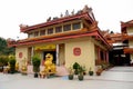 Entrance lion dog at Sam Poh Chinese Buddhist temple Brinchang Cameron Highlands Malaysia Royalty Free Stock Photo