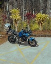 Super Tenere 1200, Yamaha motorcycle at the parking lot in a sunny day Royalty Free Stock Photo