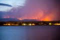 Cameron Peak Fire from Lake Loveland at Sunset 03 Royalty Free Stock Photo