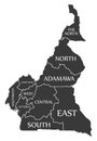 Cameroon black map with region labels