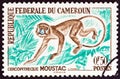 CAMEROON - CIRCA 1962: A stamp printed in Cameroon from the `Animals` issue shows Moustached guenon Cercopithecus cephus