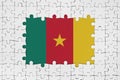 Cameroon flag in frame of white puzzle pieces with missing central part Royalty Free Stock Photo