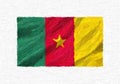 Cameroon hand painted waving national flag.