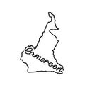Cameroon outline map with the handwritten country name. Continuous line drawing of patriotic home sign