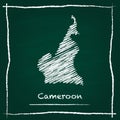 Cameroon outline vector map hand drawn with chalk.