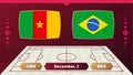 Cameroon vs Brazil, Football 2022, Group G. World Football Competition championship match versus teams intro sport background,