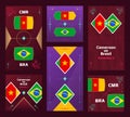 Cameroon vs Brazil Match. World Football 2022 vertical and square banner set for social media. 2022 Football infographic. Group Royalty Free Stock Photo
