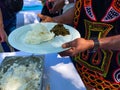 Cameroonian food Fufu, Eru and Garri Royalty Free Stock Photo