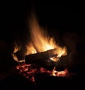 Camfire with rock ring at night Royalty Free Stock Photo