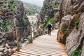 Caminito Del Rey - mountain wooden path along steep cliffs in Andalusia