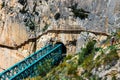 Caminito del Rey, Spain, April 04, 2018: Royal Trail also known as El Caminito Del Rey - mountain path along steep cliffs in gorge