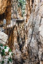 Royal Trail also known as El Caminito Del Rey - mountain path along steep cliffs in gorge