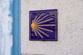 Camino de santiago waymark sign and logo pathway roadsign to Santiago de Compostela