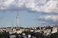 Camlica Hill, TV telecommunications tower and observation decks construction work continues. Royalty Free Stock Photo